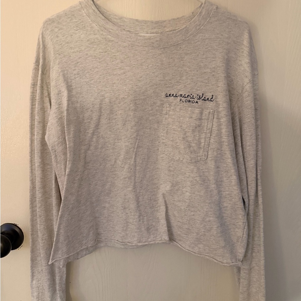 Gray Long Sleeve Crop Top